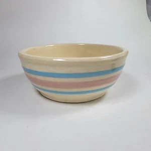 Vintage McCoy bowl #7016 cream with pink and blue stripes - Picture 1 of 8