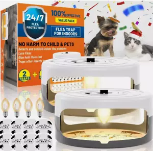 2 Flea Traps for inside Your Home with 8 Sticky Disc & 4 Bulbs & 2 Electric - Picture 1 of 7