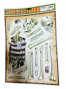 Haunted House Horror Props CREEPY DECAL CLINGS Halloween Decorations-SKULL BONES - Picture 1 of 2