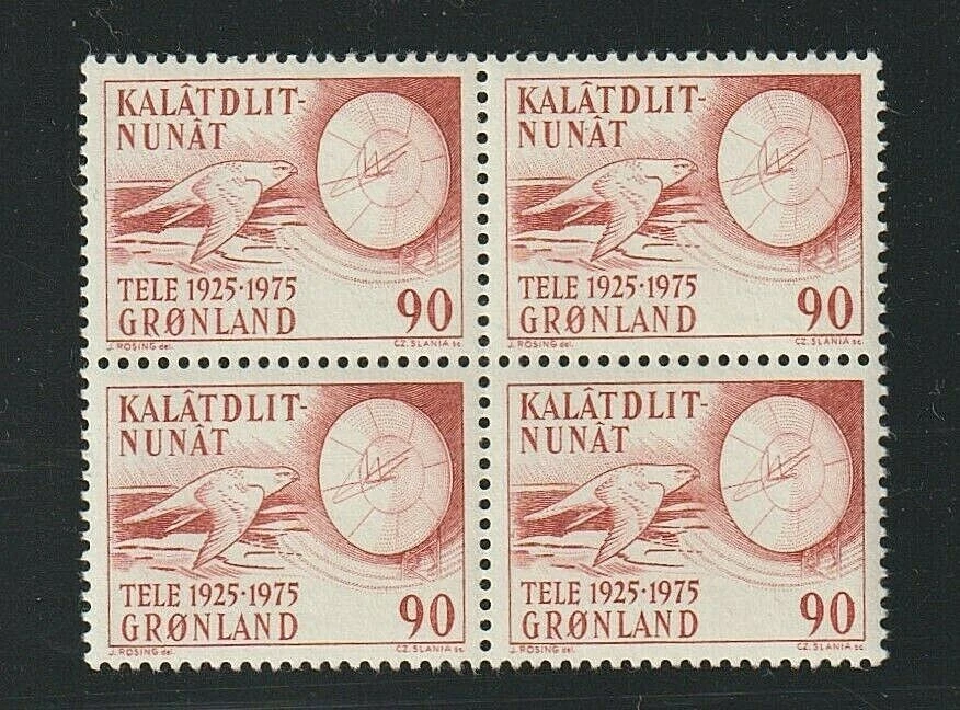 EDSROOM-7407 Groenlandia 100 MNH 1975 Bloque Completo de 4 Telecomunicaciones  Foto 1 de 1