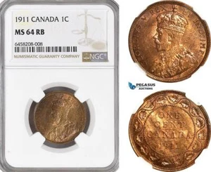 AH278, Canada, George V, 1 Cent 1911, NGC MS64RB - Picture 1 of 1