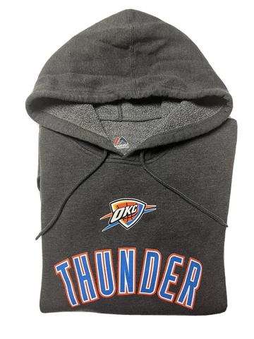 NBA Oklahoma City Thunder-OKC Mens Gray Pullover Hoodie Front Pocket Sz L Cover