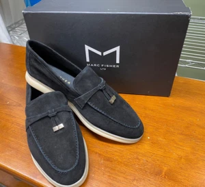 Marc Fisher Yanelli Black Suede Tassel Loafer Flats SlipOn Shoes Wmn Sz 8.5 NEW - Picture 1 of 13