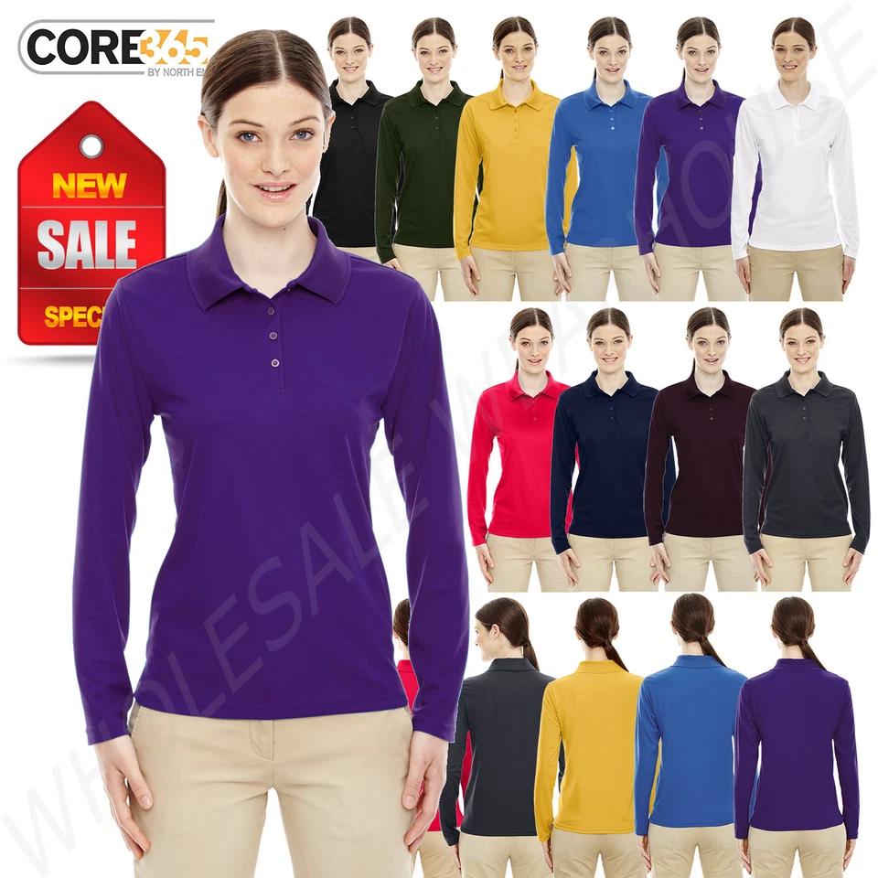 Core 365 Womens UV Protect Performance Long Sleeve Piqué 3XL Polo Shirt B-78192 - Image 1 of 1