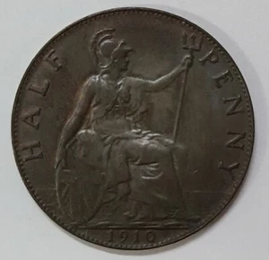 1910 GREAT BRITAIN EDWARD VII Half Penny 1/2 d 'UNC' 【KM#793】 - Picture 1 of 5