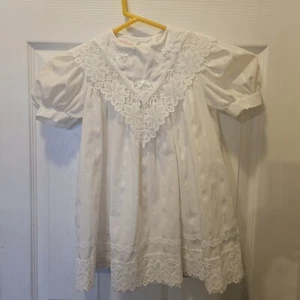 Vintage Allison Ann Cotton Lace Embroidery Christening Flower Girl Dress Size 3 - Picture 1 of 11