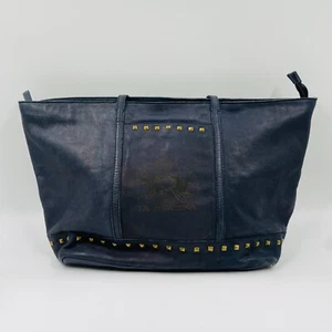 La Martina Dark Blue 100% Leather Shoulder Bag Handbag - Picture 1 of 12