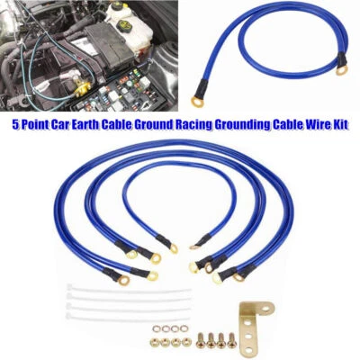 Modified 5Point Car Earth Cable System Racing Ground Grounding Wire Cable Kit - Image 1 of 4
