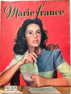 MARIE-FRANCE n° 87 du 17 Juillet 1946 ancienne revue mode couture Cover E TAYLOR - Picture 1 of 5