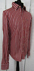 ABERCROMBIE & FITCH Long Sleeved Men's Brown & White Striped Cotton Shirt  Large