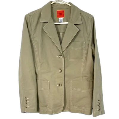 Chaqueta Isaac Mizrahi For Target Talla L 100% Algodón Bolsillos Tostado Top Costuras  Foto 1 de 4