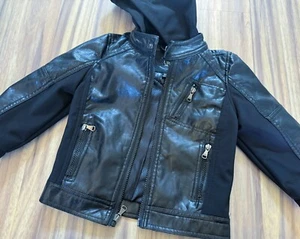 Urban Republic Boys Black faux leather jacket Size 3T Good Zipper So Cute! - Picture 1 of 5