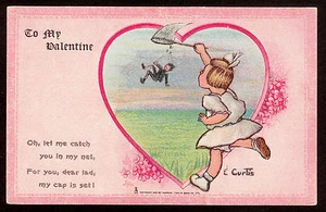 Tuck artist signed Curtis comic child Valentines Day postcard - Picture 1 of 2