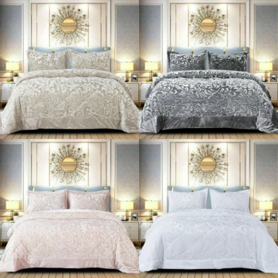 PRIME LINENS Luxury 3 Piece Quilted Bedspread Velvet Throw Double King Super King Bedding Set