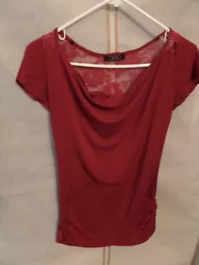 Womens Top Deb Sz S Red with lace on back, scoop neck, cinched sides - Picture 1 of 5