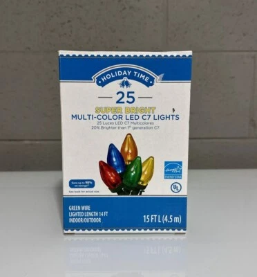 Holiday Time 25 Super Bright LED Multi ColorC7 Lights Indoor Blinking Holiday 25 - Image 1 of 3