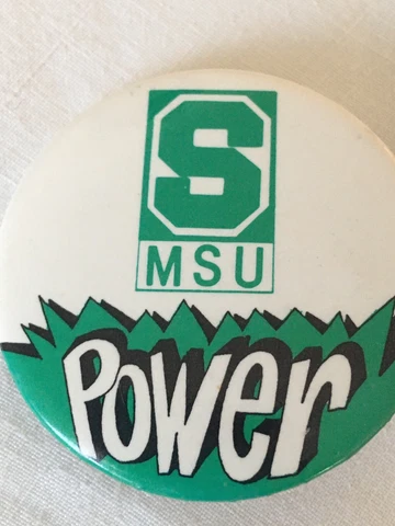 Vintage 1987 GAG BAG Michigan State Univ POWER Pin Athletic Supporters 1 3/4" US Cover