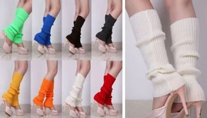 Neon Colourful Pair Knitted Leg Warmers Fashion Festival 80s Fancy Dress Party - Picture 1 of 12