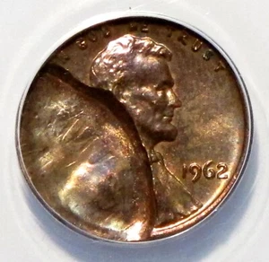 Brockage Error 1962 Lincoln Cent ANACS MS 60 RB - Picture 1 of 4