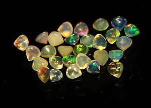 10 Pcs Natural Ethiopian Opal Welo Fire 3MM Faceted Heart Shape  Loose Gemstone