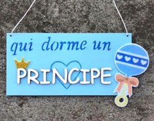 TARGHETTA in Legno dipinta a mano PERSONALIZZABILE Cameretta bimbo/bimba