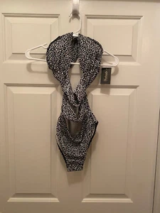 NWT Frederick's of Hollywood Montauk Tie Up One Piece Swimsuit Leopard Print XS - Picture 1 of 2