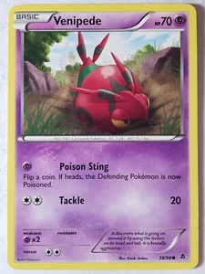 Venipede 38/98 LP - Emerging Powers Pokemon Card - Kouki Saitou Art - Picture 1 of 2