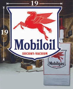 19" x 19" Mobil Oil Mobiloil Shield Gas Decal Lubester Oil Pump Can Restoration - Picture 1 of 1