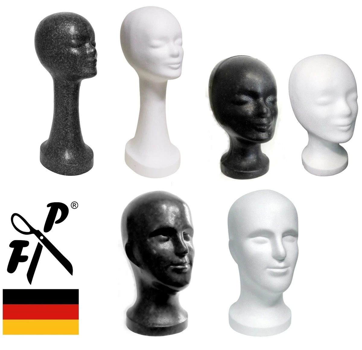 Harayaa Männlicher Modellkopf Aus Polystyrol – Styropor-Schaufensterpuppe Mit Standfuß, Für Perücken, Hüte & Schmuck
