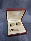 Vintage Speidel Silver Tone Cuff Links & Tie Bar Clasp with Hickok Box