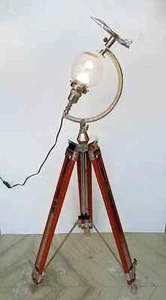 Handmade Floor Lamp Vintage Style Tripod Lamp Glass Ball Big Lamp Airplane. - Picture 1 of 7
