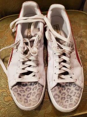 Puma Clyde Leopard (Women Size 7) Athletic Casual Sneaker White Shoes - Image 1 of 4