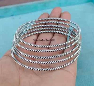 Set Of 5 Bangle Solid 925 Sterling Silver Handmade Women Lovely Bangle, M1442 - Picture 1 of 6