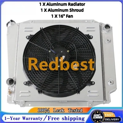 3Row Aluminum Radiator+Shroud+16"Fan For 1966-77 1970 Ford Bronco 2.8-4.9L I6/V8 Foto 1 de 4