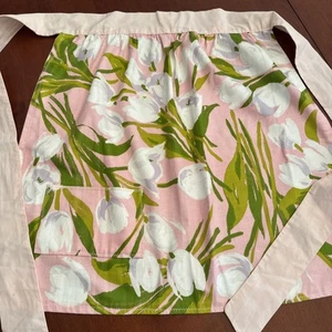 Vintage Handmade Hostess Half Apron Pocket Pink & White Floral Pattern Unused! - Picture 1 of 7