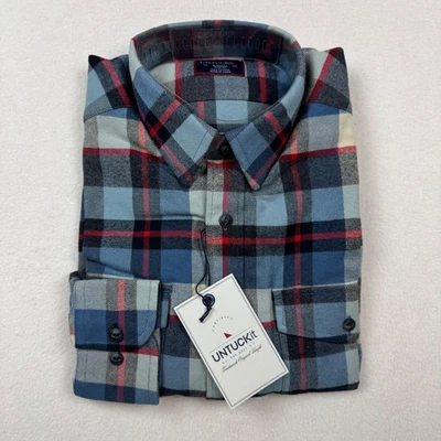 UNTUCKit Jernan Shirt XS Slim Fit Red Blue Plaid Flannel Button Down NWT - Image 1 of 4