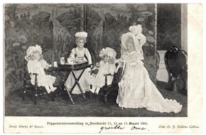 Postal de Dordrecht, Países Bajos 1904, fiesta del té de muñeca - Imagen 1 de 2