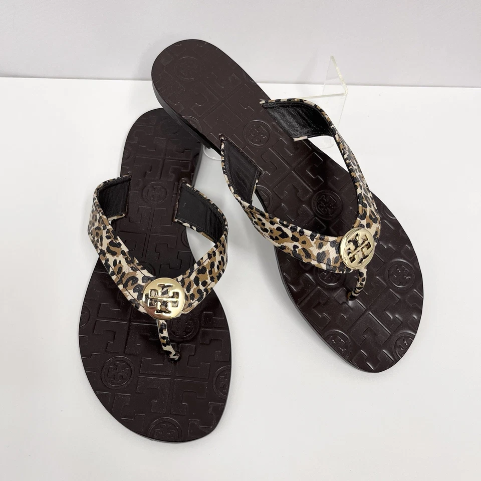 Sandalias planas Tory Burch Thora zapatos estampado animal apenas usadas talla 6 M Foto 1 de 4