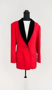 Blazer J McLaughlin For Sanyo misto lana con colletto velluto USA donna taglia 12 - Foto 1 di 16