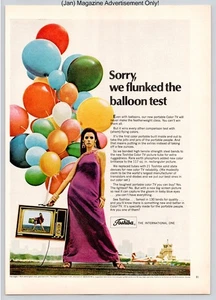 Toshiba Portable Color Television Balloon Promo Vintage 1968 Advertisement - Picture 1 of 5