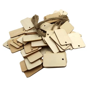 50 Pcs Rectangular Hanging Tag DIY Retangular Wood Wooden Plates - Picture 1 of 12