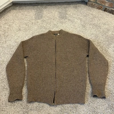 Винтажный REI свитер мужской L коричневый полный молнии шерсти коренастый свитер пик значение 90-х - Изображение 1 из 4