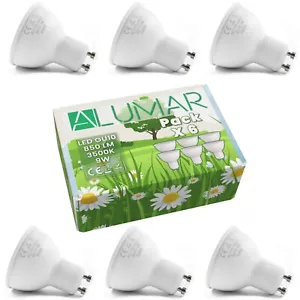 6 Bombillas LED GU10 Luz Blanco Cálido 3500K de 9W (equivalente a 80W) 850 LM - Imagen 1 de 8