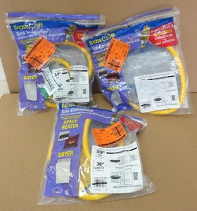 (3) BrassCraft 3/8 x 36" Gas Connectors. CSSL114TE-36X. For Space Heater, Dryer - Picture 1 of 3
