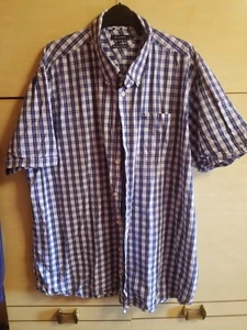 New J HAMPTON XXXL 20" Navy Blue & White Check Short Sleeve Cotton Casual Shirt - Picture 1 of 4