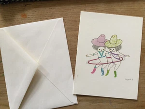 Apak Studio Handmade Greeting Card Twins In Hula Hoop Card - Picture 1 of 5