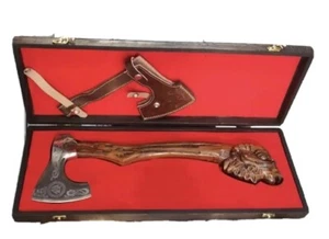 Hecho a Mano Acero al Carbono Hacha Vikinga Exterior Campamento Hacha Mejor Regalo para Él Navidad - Imagen 1 de 10