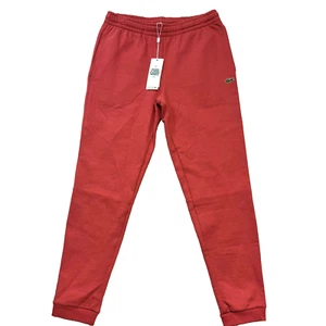 LACOSTE Men Sweatpants Warm Up Pants Fleece Red/Dark Pink M-4 NWT $130 - Picture 1 of 7