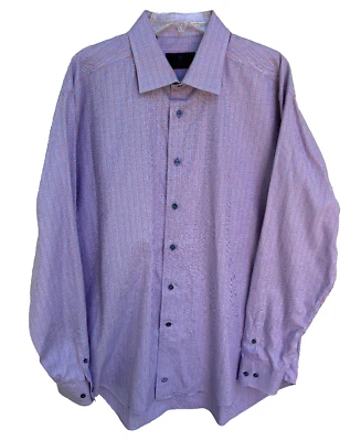 Camisa de vestir David Donahue para hombre 17,5 - 36/37 azul y rojo a cuadros 100 % algodón Foto 1 de 4