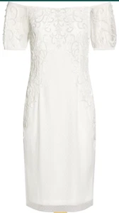 Adrianna Papell Women's Off Shoulder Beaded Dress Size 10 - Picture 1 of 5
